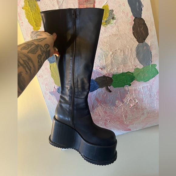 Platform Leather Unif Boots - Picture 3 of 6